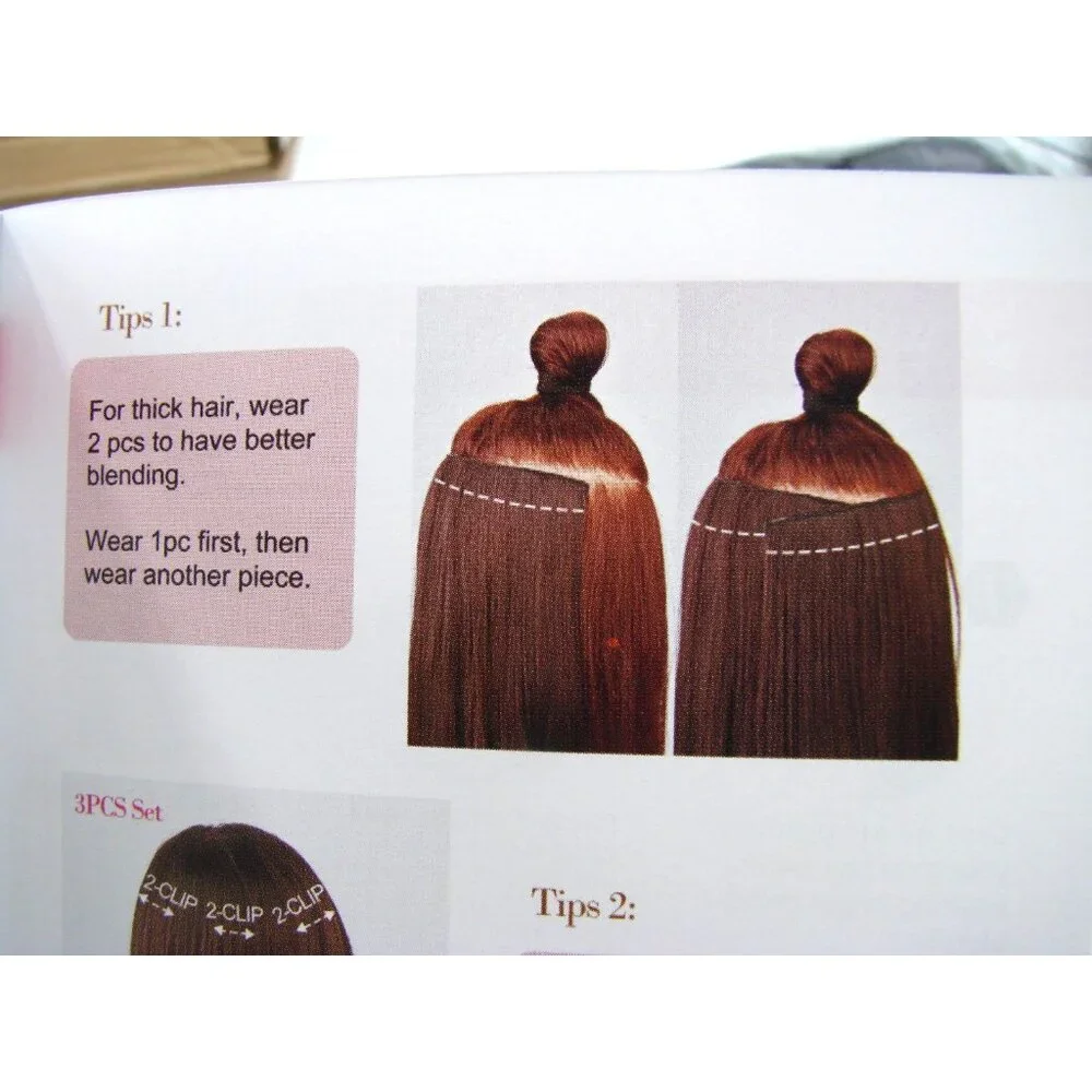 NEW Reecho Chocolate Brown 2pc Clip In Hair Extensions Long Straight Wavy Thick